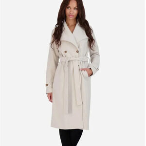 NWT Avec Les Filles Belted Wool Trench Coat Size M
